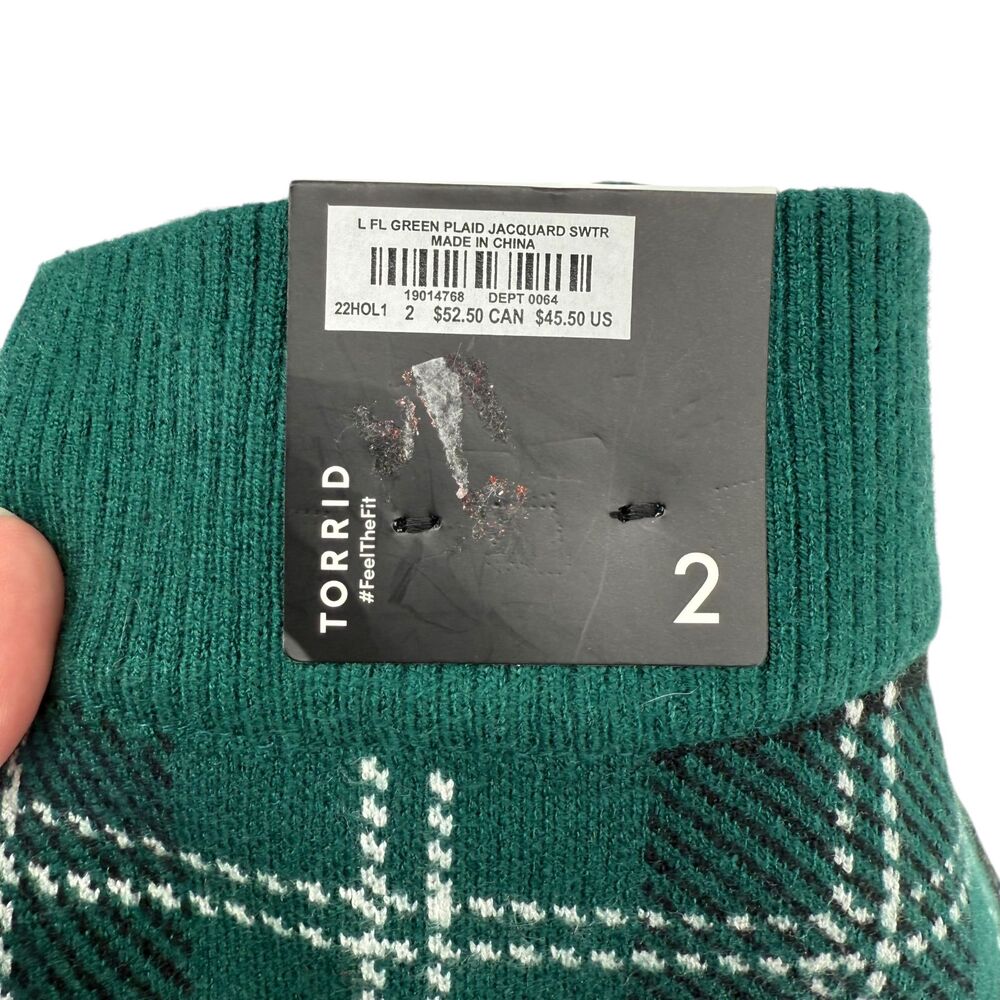 Torrid Green Plaid Sweater Knit Leggings 2X 18 20 High Rise Stretch Pull On NWT - Picture 8 of 11